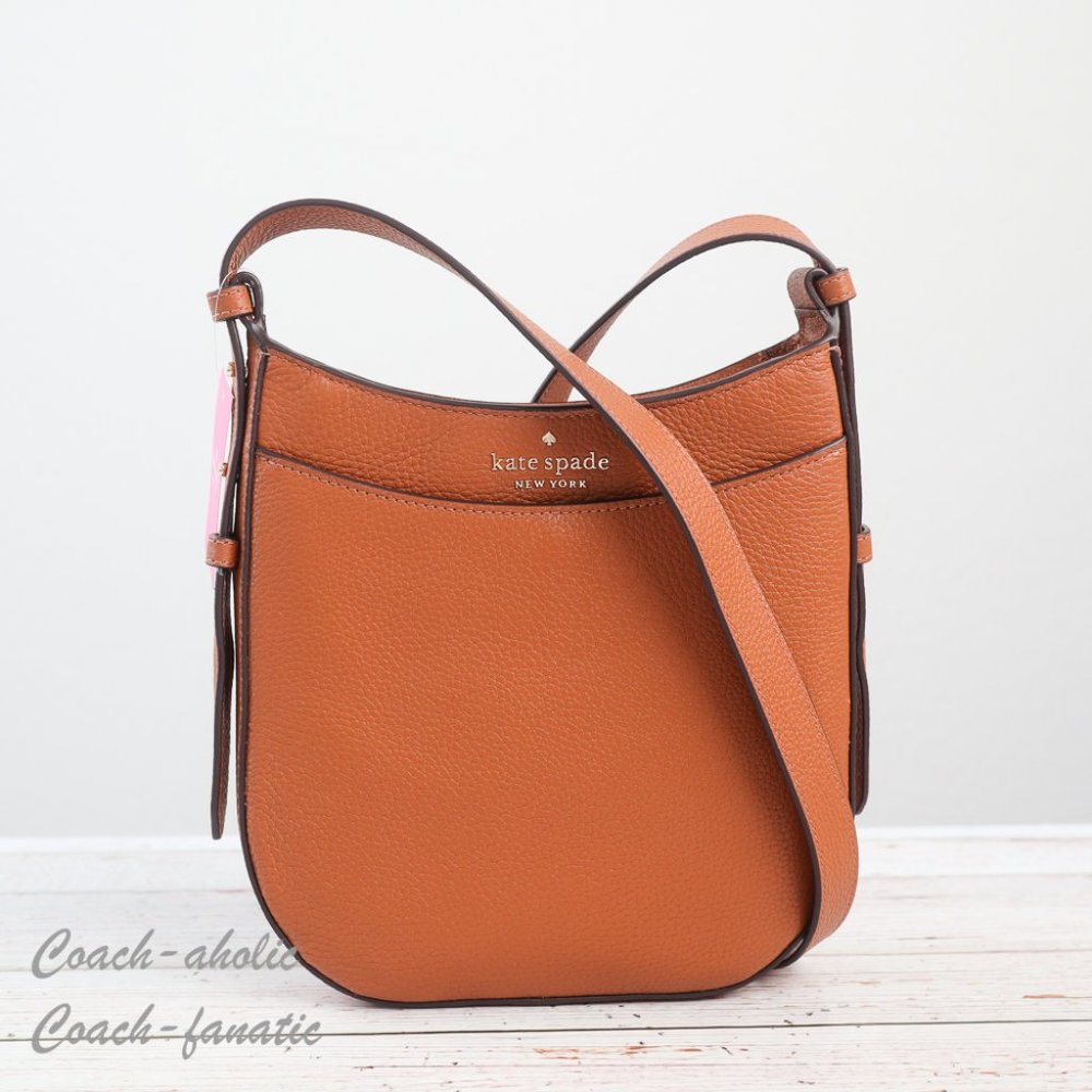 NWT Kate Spade New York Leila North South Leather Crossbody in Warm Gingerbread - Picture 2 of 10